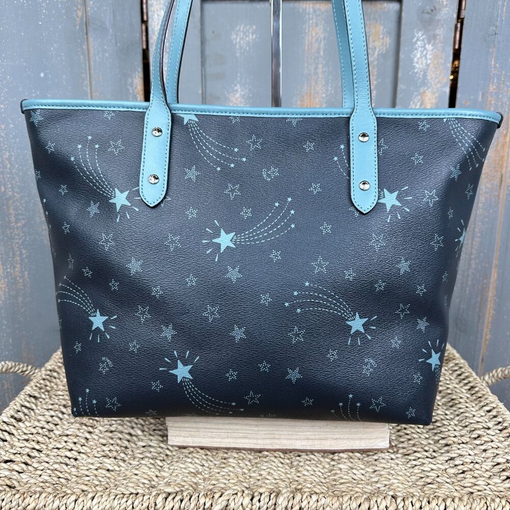 Coach Black Tote with Light Blue Star Print - Picture 6 of 16